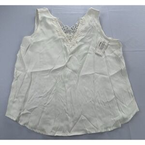 AK Collectible White Lace Tank Top Small USA Rayon Sleeveless Vintage NWT